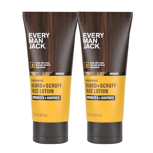 Every Man Jack Beard + Face Recovery Lotion-Moisturizes Relieves Dry Skin and Beard Itch - Light Sandalwood Scent-Made w/Naturally Derived Ingredients like Coconut Oil, and Witch Hazel-3.2oz(2 pack)