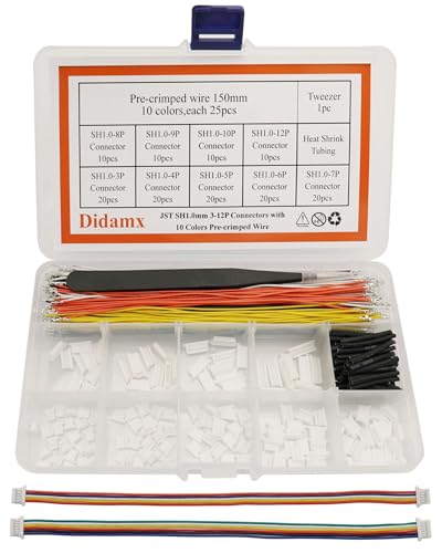Image of Didamx JST SH1.0mm 3/4/5/6/7/8/9/10/12 Pin Housing Connector 140pcs with 10 Colors 15cm Pre-Crimped Cables 250pcs for SPRacing F3 Omnibus F4 Pro F7