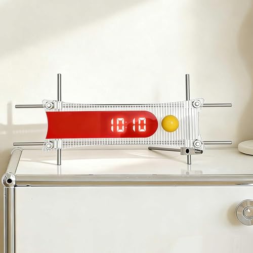 KCOAG Desktop Digital Alarm Clock with HD Screen and Soft Light, Mechanical LED Desk Clock, Built-in Power-off Memory, 4 in 1 Modern Decorative Clocks, for Living Room, Office, Bedroom