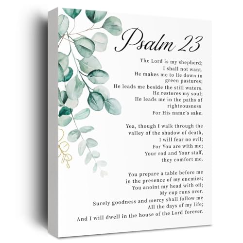 Inspirational Psalm 23 Poster: Bible Verse Wall Art with Serene Typography for Faith-Based Home Decor, Prayer Corner & Church Gathering Space(Framed,12x18inch(30x45cm))