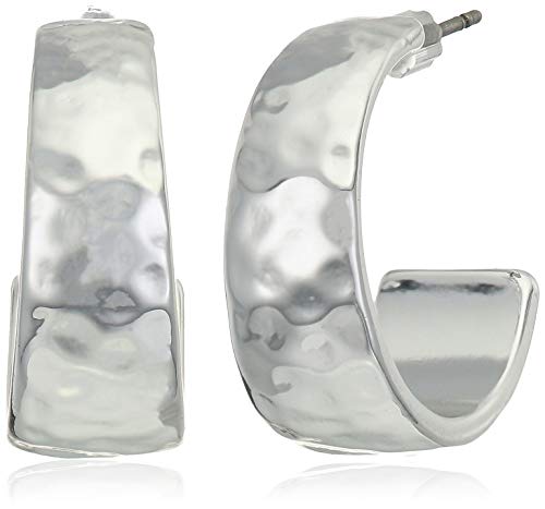 Nine West Classics Women s Polished Silver Tone Hoop Earrings