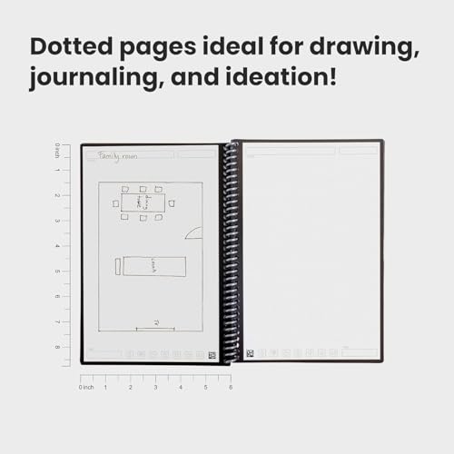 Image of Rocketbook Core Reusable Spiral Notebook, Executive Size 6x8.8, Black - Dotted Pages, App-Connected, Erasable, Durable Cover, Ideal for School, Work, and Creative Projects (Pack of 50)