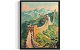 aj decor The Great Wall of China Landscape Poster Art Print, Retro Vintage Nature Painting Gallery 22 (8 x 10 inches, Unframed)
