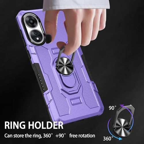 Coque Oppo A78 étui protection antichoc violet avec bague support rotative 360