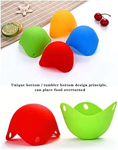 JIUXIANON Silicone Egg Poaching Cups Egg Boiler Cups Egg Poachers with Built-in Ring Standers for Instant Pot, Air Fryer,Egg Cooker For Microwave or Stovetop Egg Cooking 4 PCS 4 Piece Set