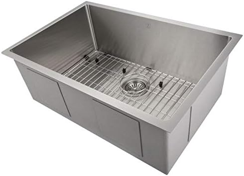 ZLINE 30 in. Meribel Undermount Single Bowl Stainless Steel Kitchen Sink with Bottom Grid (SRS-30)