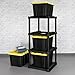 POMILER 4-Tier Plastic Tote Rack for 27 Gallon Industrial Storage Bins, Black, Tool-Free Assembly, 27 5/8x25 1/2x57 1/2 Inch, Holds 4 Totes