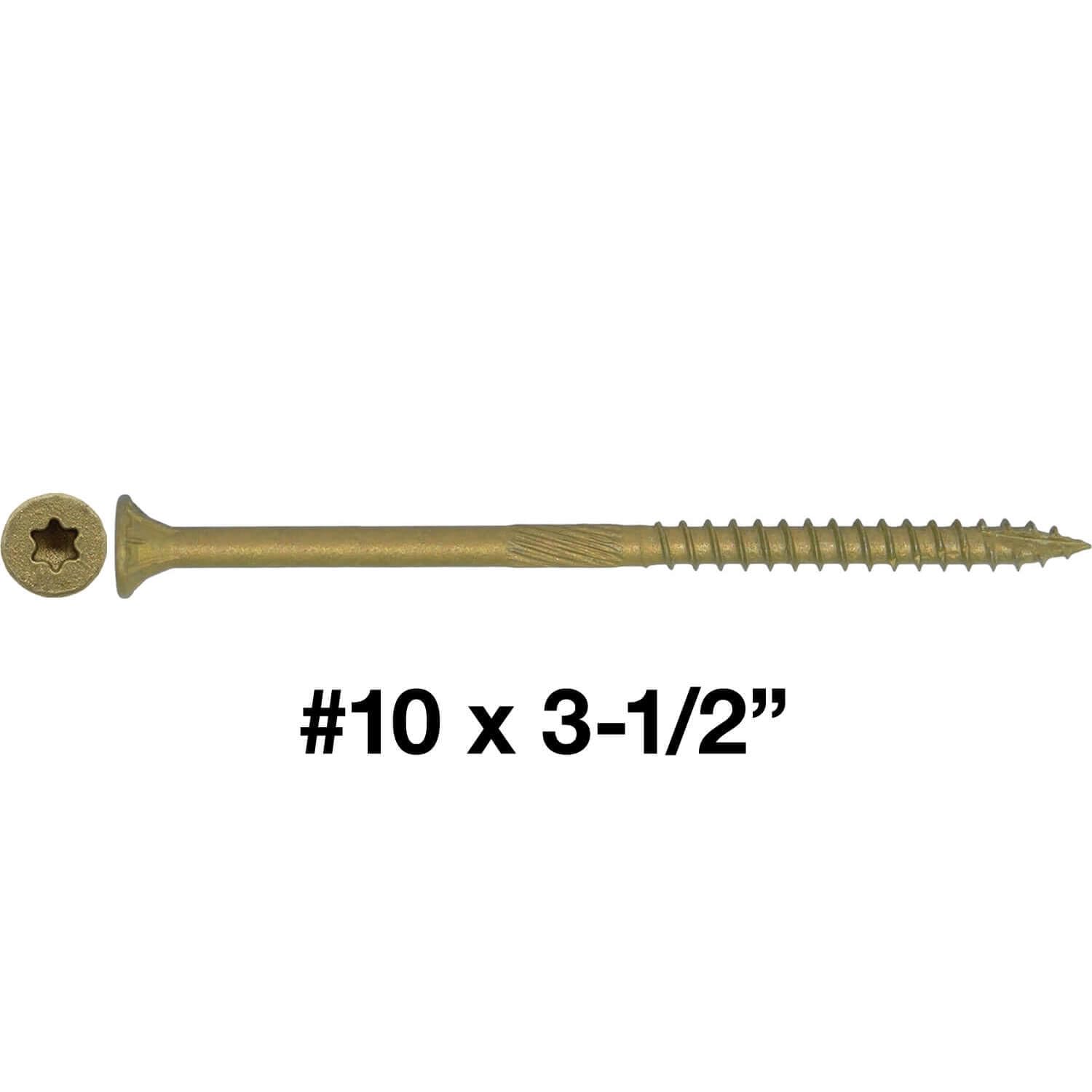 10 x 3-1/2" Bronze Coated Multipurpose Exterior Coated - ACQ Compatible Wood Screw Torx/Star Drive Flat Head - CASE Qty 42 Boxes 2,268 Screws
