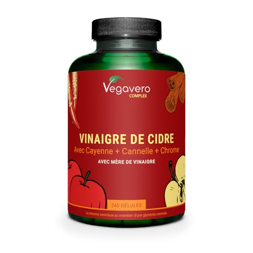 Vinagre de Sidra de Manzana Con Madre | Alta Dosis: 1950 mg | Con Cayena, Jengibre, Canela y Cromo | Apoyo Metabólico Completo | 240 Cápsulas | Vegano y Sin Aditivos | Vegavero