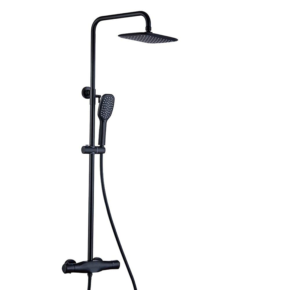 Système de douche thermostatique noir mat avec mitigeur multifonctionnel