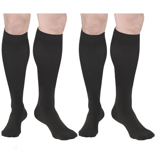 Truform Surgical Stockings, 18 mmHg Compression for Men and Women, Knee High Length, Closed Toe, Black, Medium (Pack of 2)