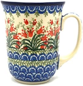 Polish Pottery Mug - 16 oz. Bistro - Crimson Bells