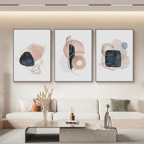Art minimaliste haut de gamme toile géométrique triptyque encadré