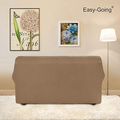 Image of Easy-Going Stretch Loveseat Slipcover 1-Piece Sofa Cover Furniture Protector Couch Soft with Elastic Bottom for Kids Polyester Spandex Jacquard Fabric Small Checks (Loveseat, Camel)