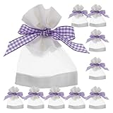 DIYEAH Bolsitas Pequeñas Vacías de Arpillera Ventana Doble 9x12 Cm, 20 Unidades, Bolsas de Fragancia para Armarios y Cajones, Bolsitas de Lavanda Seca para Decoración y Almacenamiento
