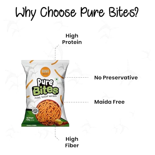 Image of Grami Superfoods Pure Bites Millet Butter Karasev - 125g | Healthy Indian Snacks | Millet Snacks | No Maida | No Preservative | High Protein & Fiber Snack | Low GI | Healthy Namkeen For Kids & Adults | Weight Loss Namkeen | Sugar Free | Diabetic Friendly Namkeen