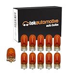 Tek Automotive 501 Birne WY5W bernsteinfarbene Autolampen Seitenblinker Repeater Licht 501A 12V 5W W2.1x9.5D Kappenlos - Box mit 10 Stück