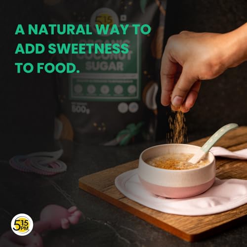 Image of 5:15PM Organic Coconut Sugar 500Gm| Unrefined Sugar| Natural Sweetener |Gluten Free| 100% Pure & Healthy Sugar Alternative 500G (Pack of 2)