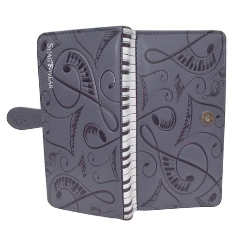 Shag Wear Play That Funky Music Large Piano Wallet for Women and Teen Girls Vegan Faux Leather Grey 7"3