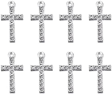 LiHan1028 30Pcs Rhinestone Crystal Inlay Cross Charm Cross Bracelet Necklace Pendant Accessory Accessories for Bracelet Jewelry DIY Making Findings