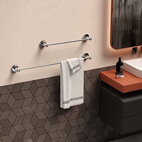 Adjustable 16 To 27.6 Inch Single Bath Towel Bar,Zuext Chrome Finished Stainless Steel Towel Holder Hanger,Wall Mount Retractable Hand Towel Rod For Bathroom Kitchen,1" Tube Towel Rail Rack W/S Hooks #TOP5