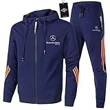 Finchwac Herren Jogging Anzug Trainingsanzug Sportanzug Merce.des-Ben.z A.M.G Streifen Kapuzen Jacke + Hose X/Lila/XL sponyborty