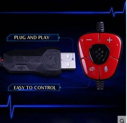 SADES SA903 Gaming Headset 7.1 Channel Gaming Headphone Surround Stereo USB Noise Canceling Headphone with Microphone for PC/Mac(Black&Red)