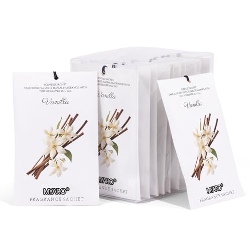 MYARO 12 Packs Vanilla Scented Sachets for Drawer and Closet