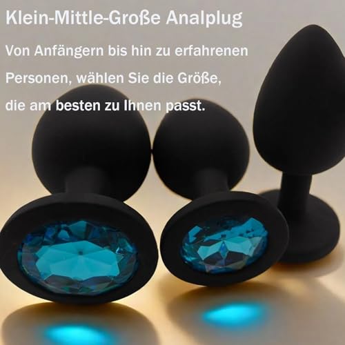 ZYQMEL Analplug 3 Stücke Set Buttplug Hautfreundlichem Silikon Großes, Mittleres und Kleines Anal Plug Sexspielzeug geeignet für Anfänger, Frauen, Männer Paare (Blau)