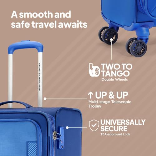 Image of American Tourister AMT MAJORIS Soft Side Luggage, 71 cm | TSA Lock, 8 Smooth Gliding Wheels, Telescopic Trolly Handle, Complete Lining, Includes Tote Bag