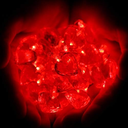 Valentine's Day Red Heart String Light, 30 LED 10 ft Battery Operated Twinkle Indoor Outdoor Decorative Lights for Home Bedroom Wedding Anniversary Party Mother's Day