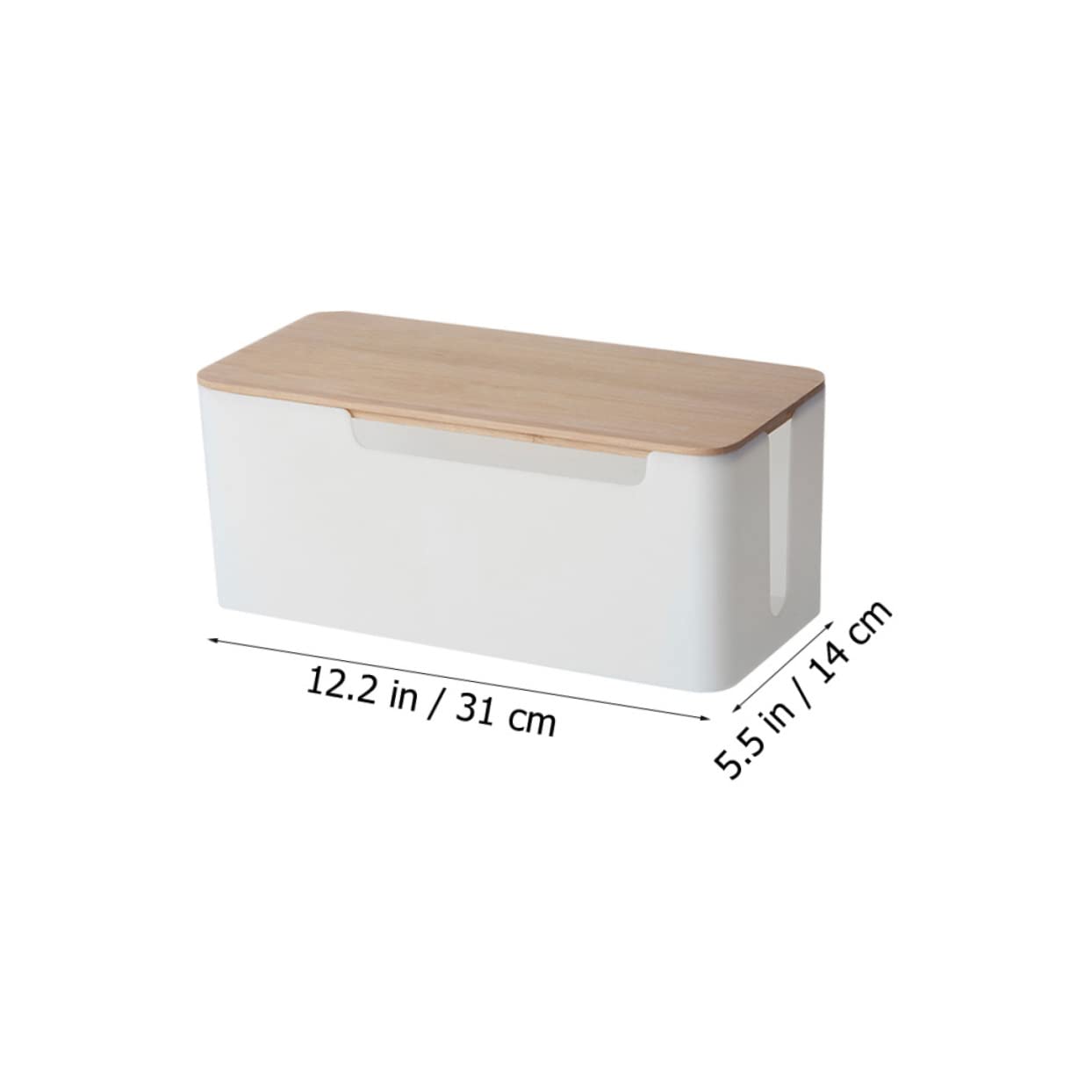 Caja de Cables Grande Tapa de Bambú para Enchufes y Cordones