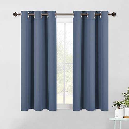 NICETOWN Blackout Draperies Curtains for Kids Room, Window Treatment Thermal Insulated Solid Grommet Blackout Drape Panels for Bedroom (Set of 2 Panel