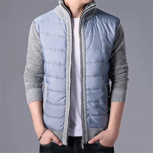 Men Sweater Patchwork Slim Knitted Cardigan Zipper Sweater4