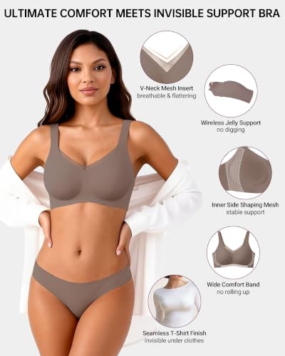As Fairy Wireless Seamless Jelly Support Full Coverage Bra with V Mesh Neck - image 2