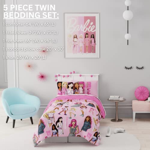 image for Franco Barbie Barbiecore Bedding Super Soft Comforter and Sheet Set wi