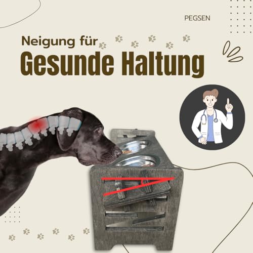 Personalisierte Futterstation in Grau | Erhöhter Futternapf für Hund und Katze | Fressnapf höhenverstellbar | Hundenapf erhöht | Katzennapf | Futterbar aus Holz