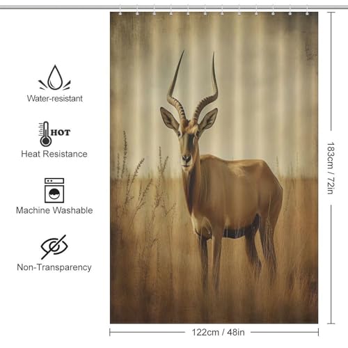 Rideau de douche antilope tissu polyester imperméable lavable 122x183cm