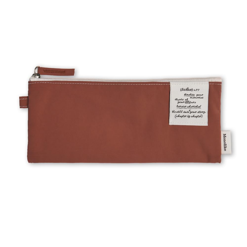 Monolike Archive 247 Flat Pencil Case, Brick red - Pencil Pouch, Portable Pencil Bag, Office Pouch case, Pen case