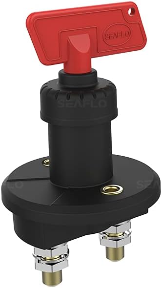 Chave Seccionadora de Bateria SEAFLO com Seletor Rotativo, Botão Push e Operação ON-OFF-ON – Branca