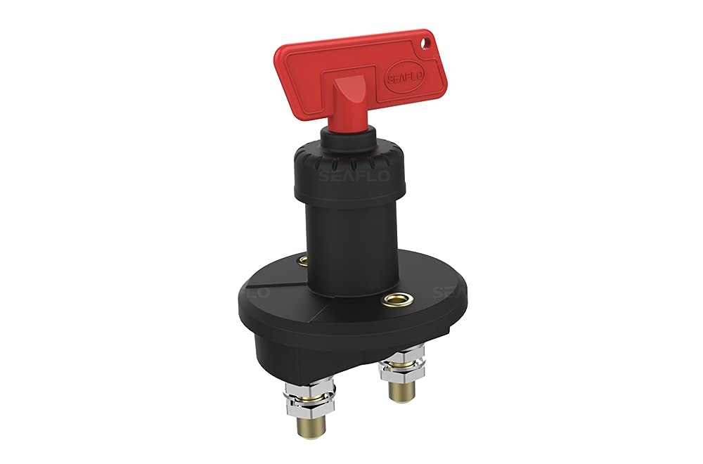 SEAFLO Battery Disconnect Switch (Battery Isolator Switch) - Push Button Switch - Rotary Actuator - ON-OFF-ON Operation - White