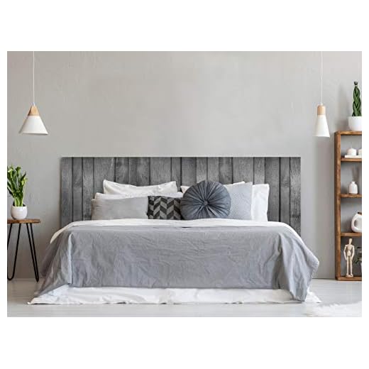 Cabecero Cama PVC Impresión Digital sin Relieve Madera Gris 200 x 60 cm | Color Gris | Disponible en Varias Medidas | Cabecero Ligero, Elegante, Resistente y Económico