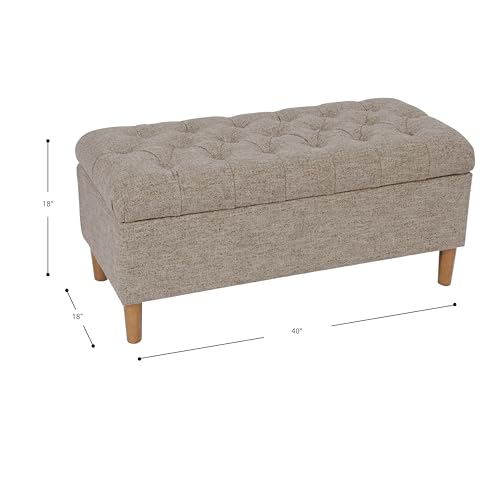 Image of HomePop 40 inch Ainsley Button Tufted Storage Bench - Midtone Gray