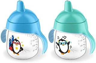 Philips Avent My Penguin Sippy Cup 9oz, Blue and Green, 2pk, SCF753/25