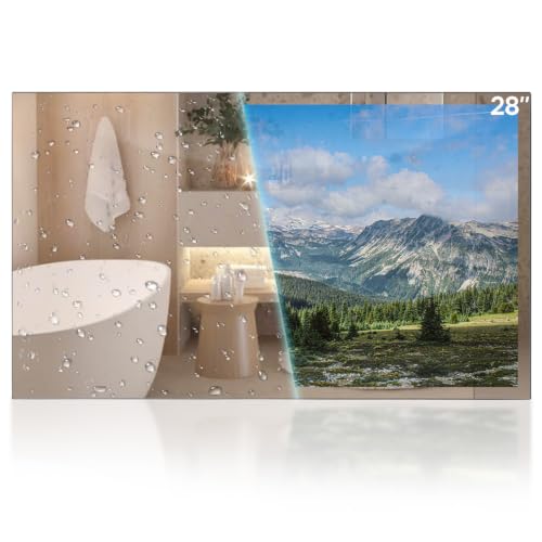 Image of 28 Inch Smart Mirror TV, 4K UHD Waterproof LED TV for Bathrooms and Hotels