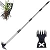 أداة NICOFPHY Weed Puller مع مقبض طويل - أداة إزالة الأعشاب اليدوية مقاس 60 بوصة ، 2 في 1 Hand Weed Rake و Garden Hoe for Gardening ، Heavy Duty Uprooting Weeding Pull for Yard، Lawn، Patio and Garden