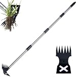 NICOFPHY Weed Puller Tool with Long Handle - 60" Manual Weeder Remover Tool, 2 in 1 Hand Weed Rake and Garden Hoe for Gardening, Heavy Duty Uprooting Weeding Pull for Yard, Lawn, Patio and Garden