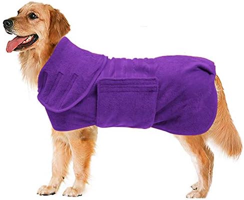 Geyecete Dog Drying Coats-dog towels absorbent robe Dry Fast Dog Bag-Dog Bathrobe Towel-Microfibre Fast Drying Super Absorbent Pet Dog Cat Bath Robe Towel-Red-XS
