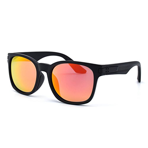 Lunettes de soleil de haute qualité avec monture noire et verres polarisés rouges