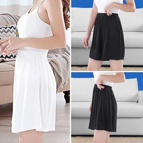 EYNDYN 3 Pack Women's Half Slip Shorts for Under Dresses Pettipants Half Slip Culotte Shorts Split Skirt, Skin,black,white, Large - Image 7